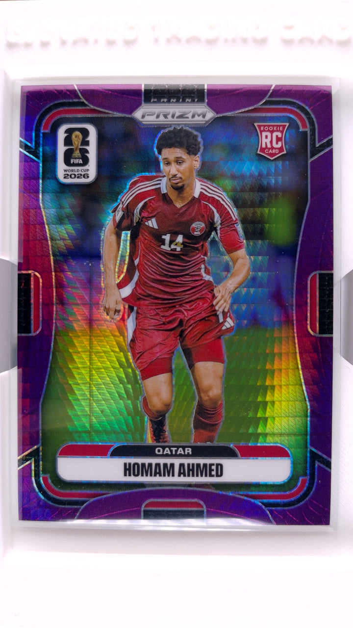 2026 Panini Prizm FIFA World Cup Soccer Homam Ahmed #377 Purple Hyper #229/299 — Front