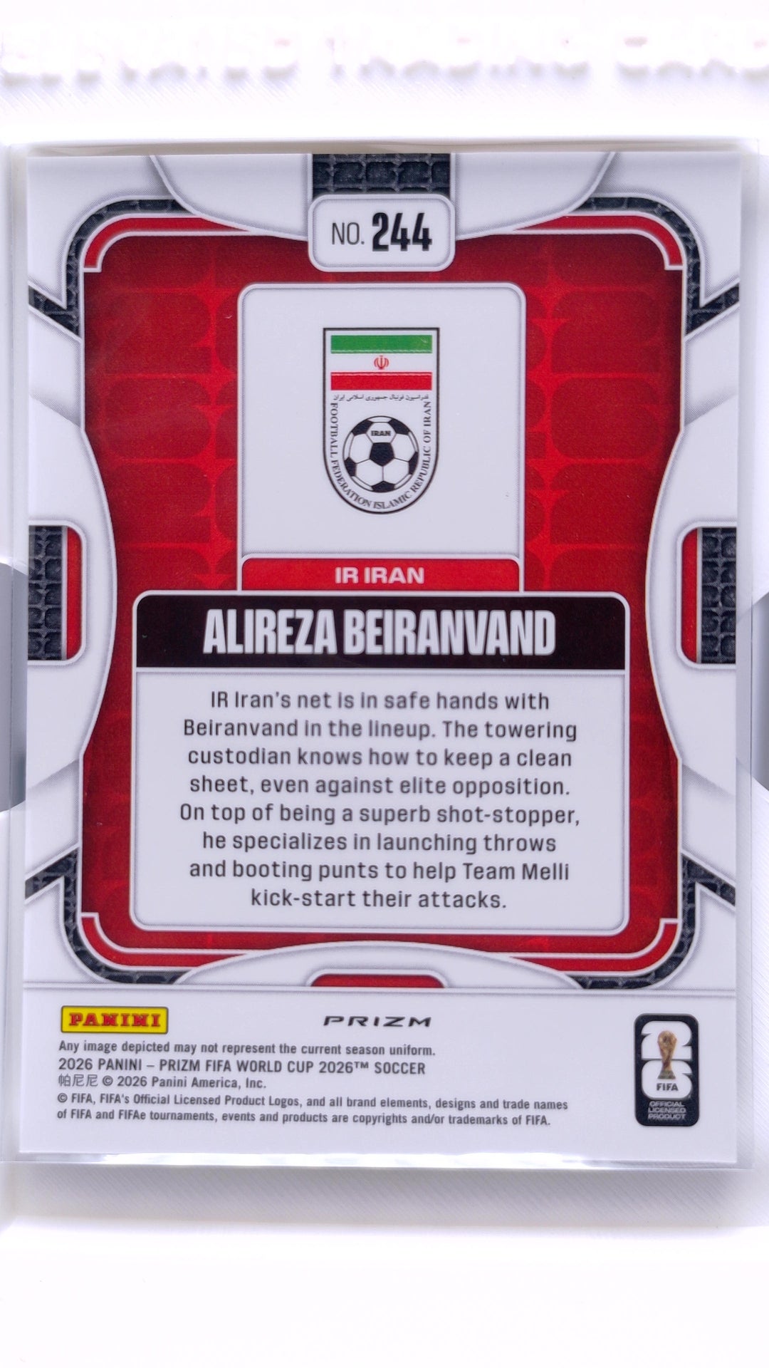 #244 Alireza Beiranvand Silver - back