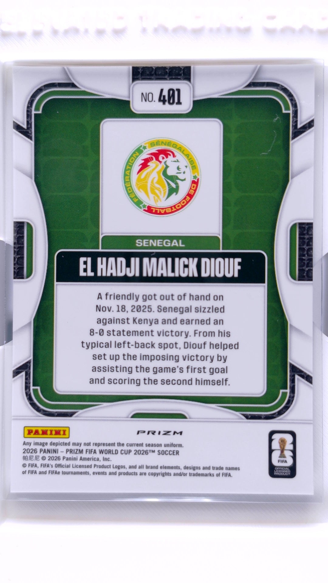 #401 El Hadji Malick Diouf Silver - back