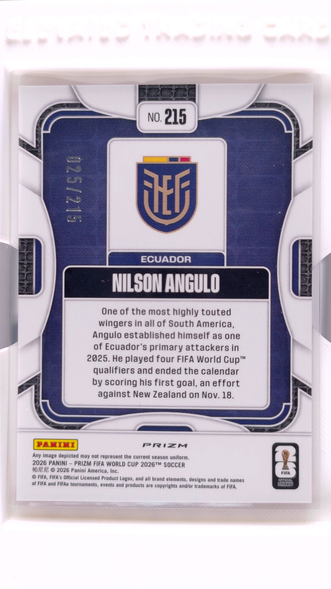 #215 Nilson Angulo Orange Pandora #25/215 - back