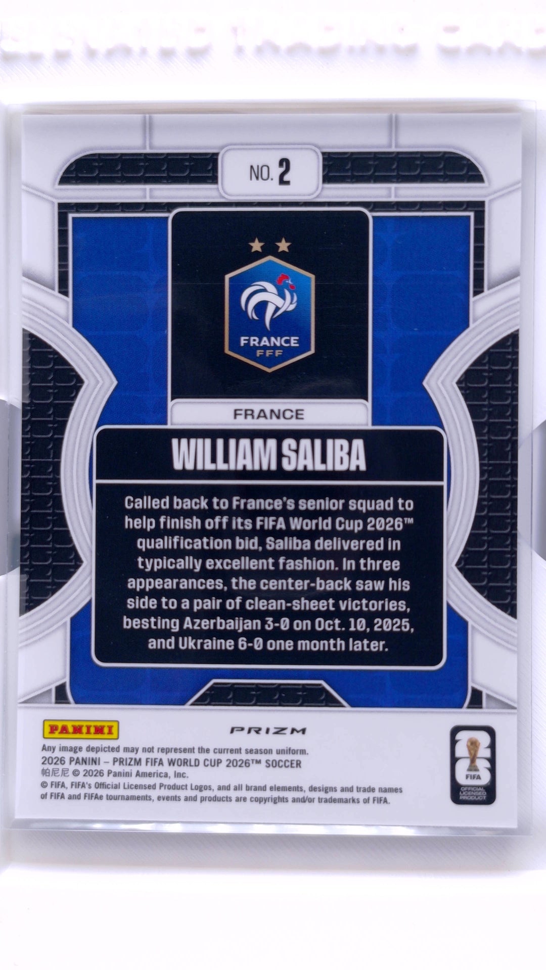 #2 William Saliba National Pride - back