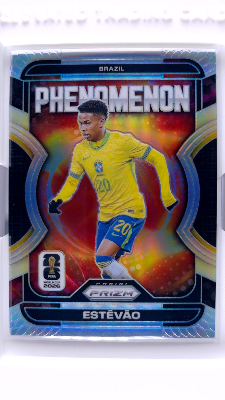 2026 Panini Prizm FIFA World Cup Soccer Estevao #5 Phenomenon Silver — Front