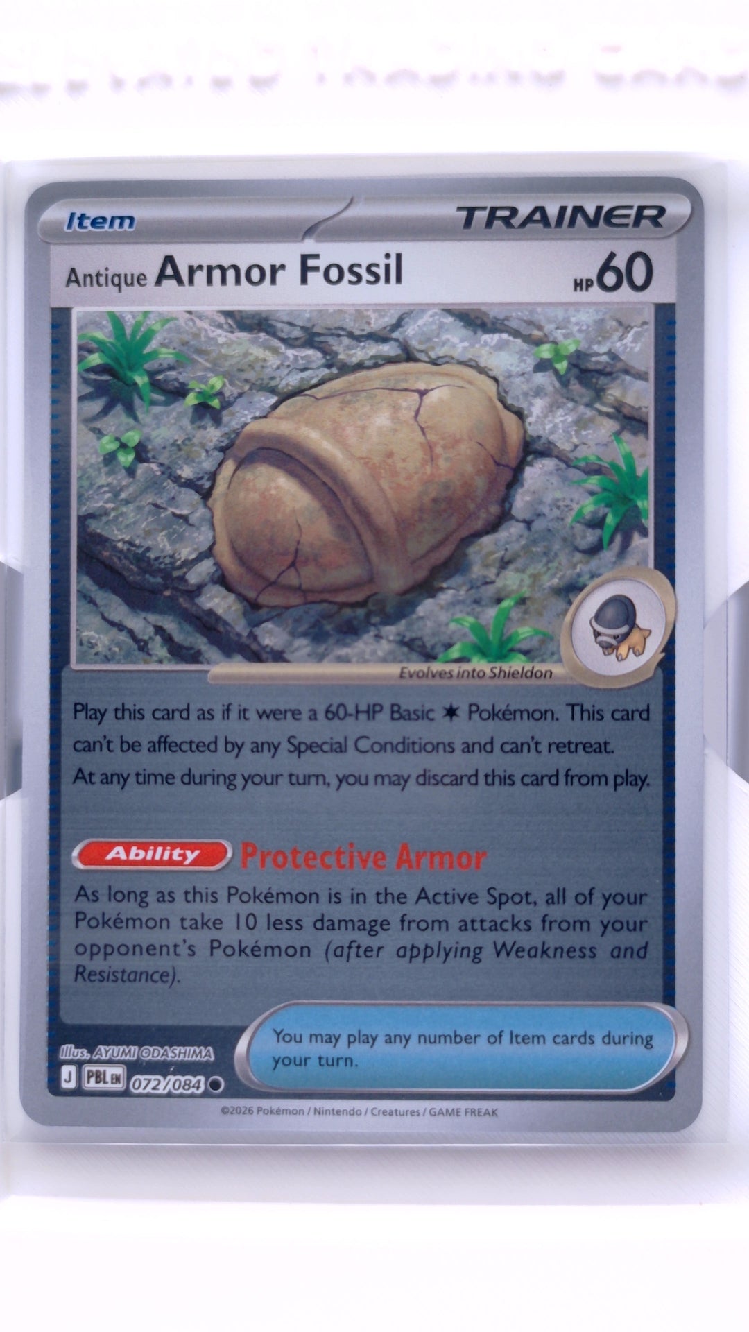 #72 Antique Armor Fossil Reverse Holo Common - front
