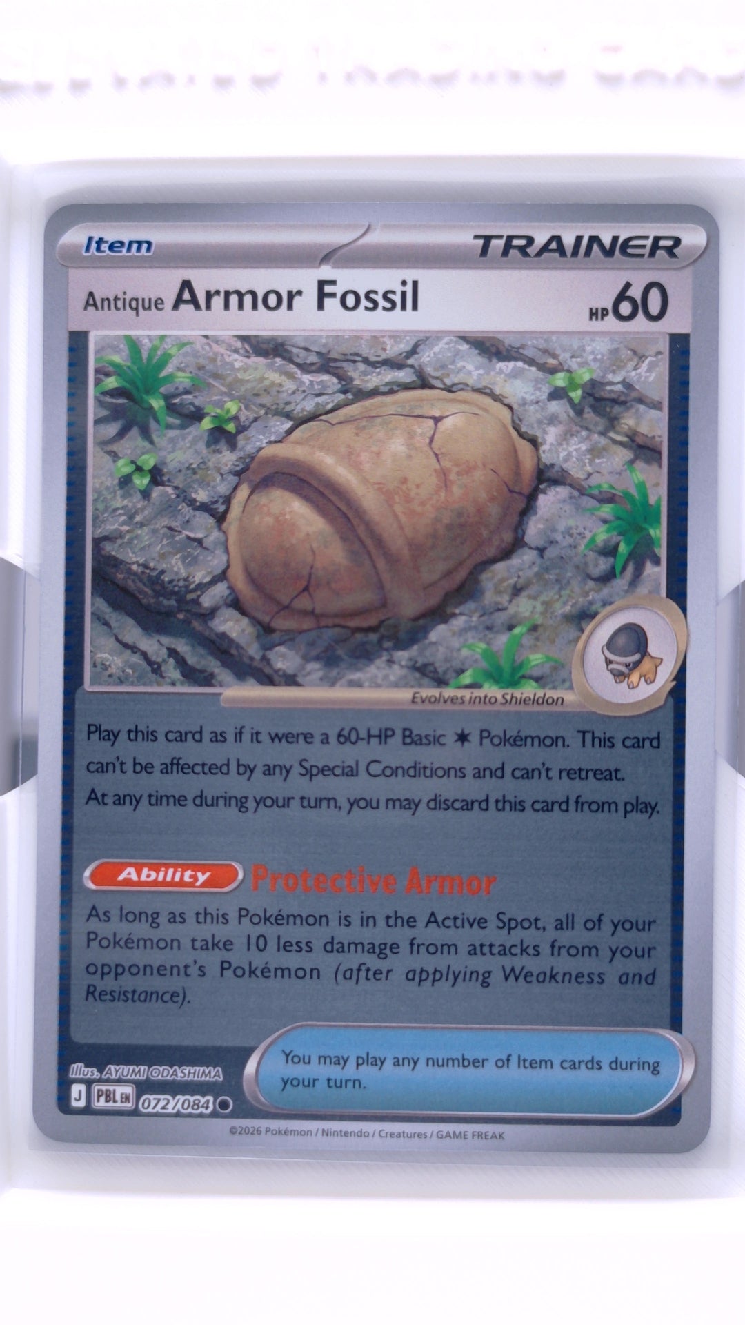 #72 Antique Armor Fossil Reverse Holo Common - front