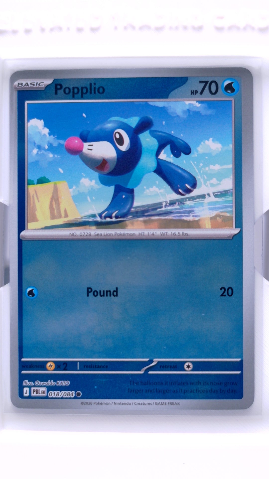 #18 Popplio Reverse Holo Common - front