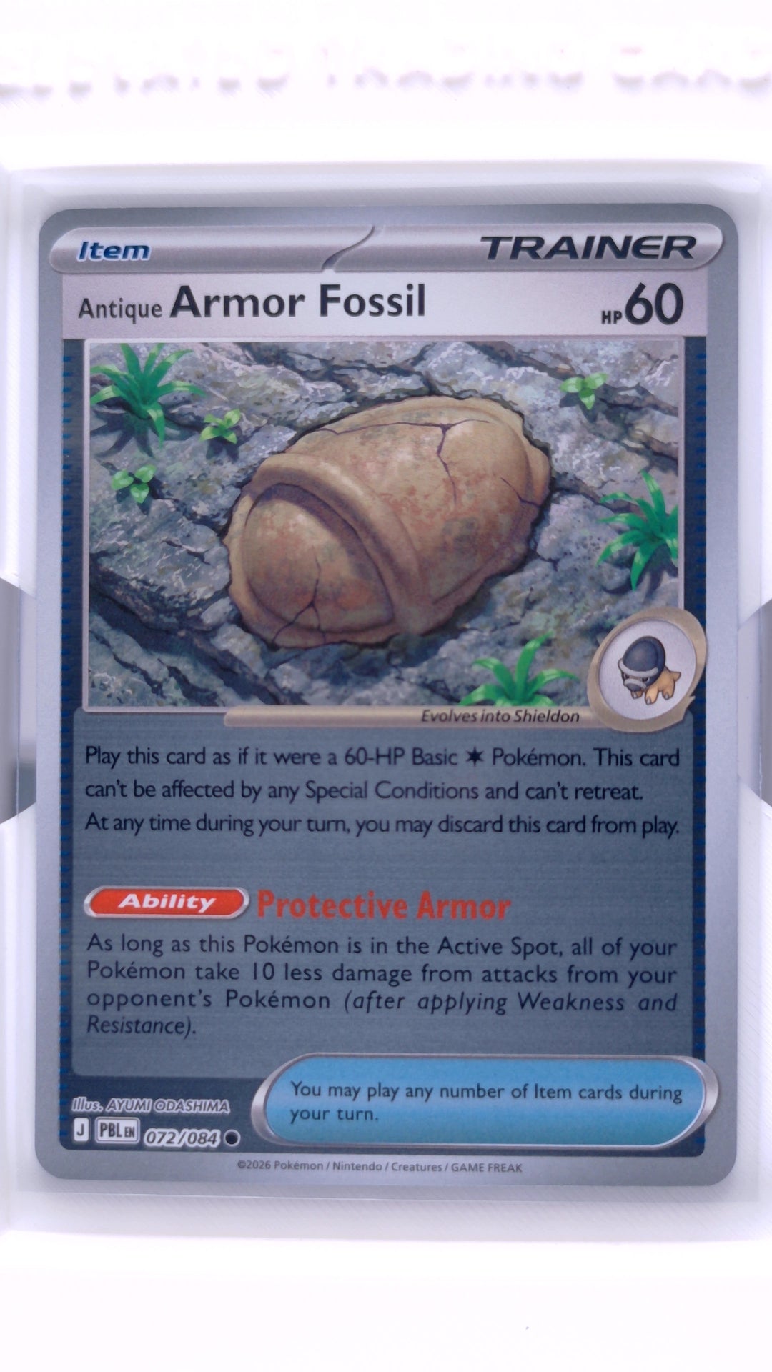 #72 Antique Armor Fossil Reverse Holo Common - front