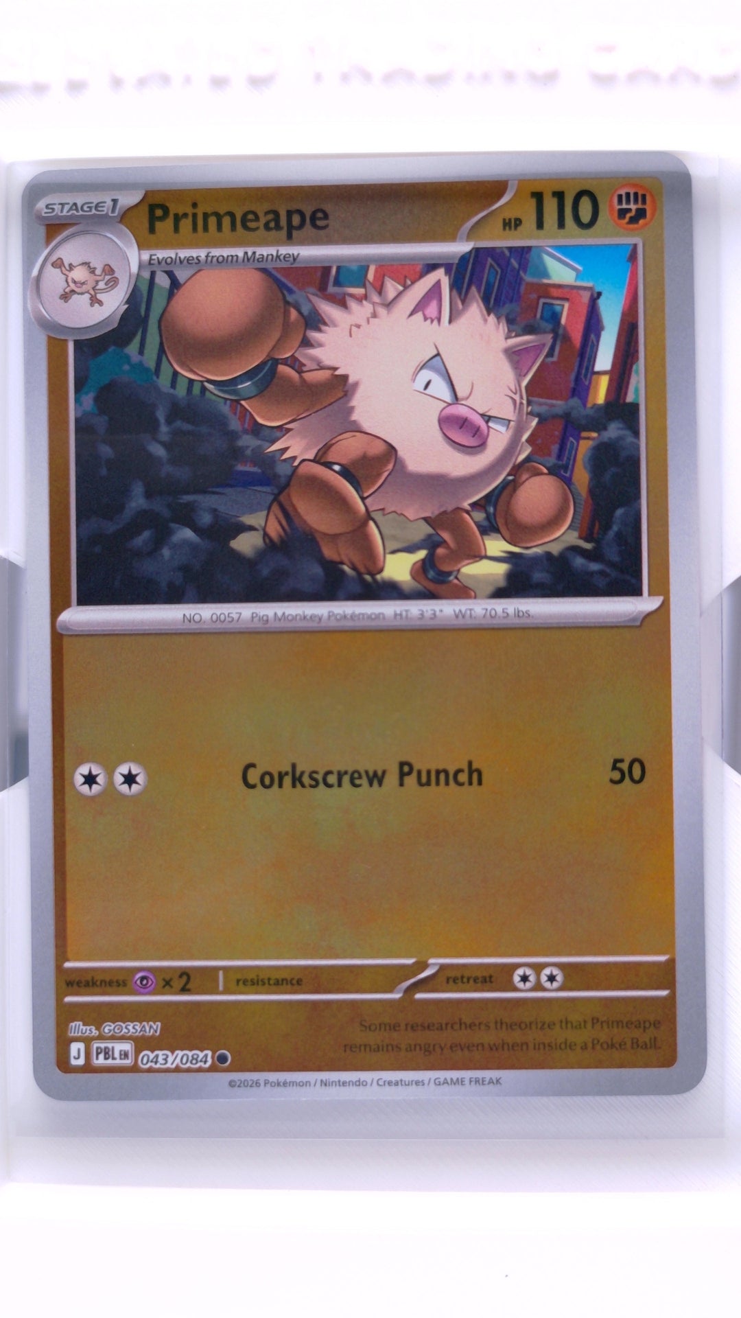 #43 Primeape Reverse Holo Common - front