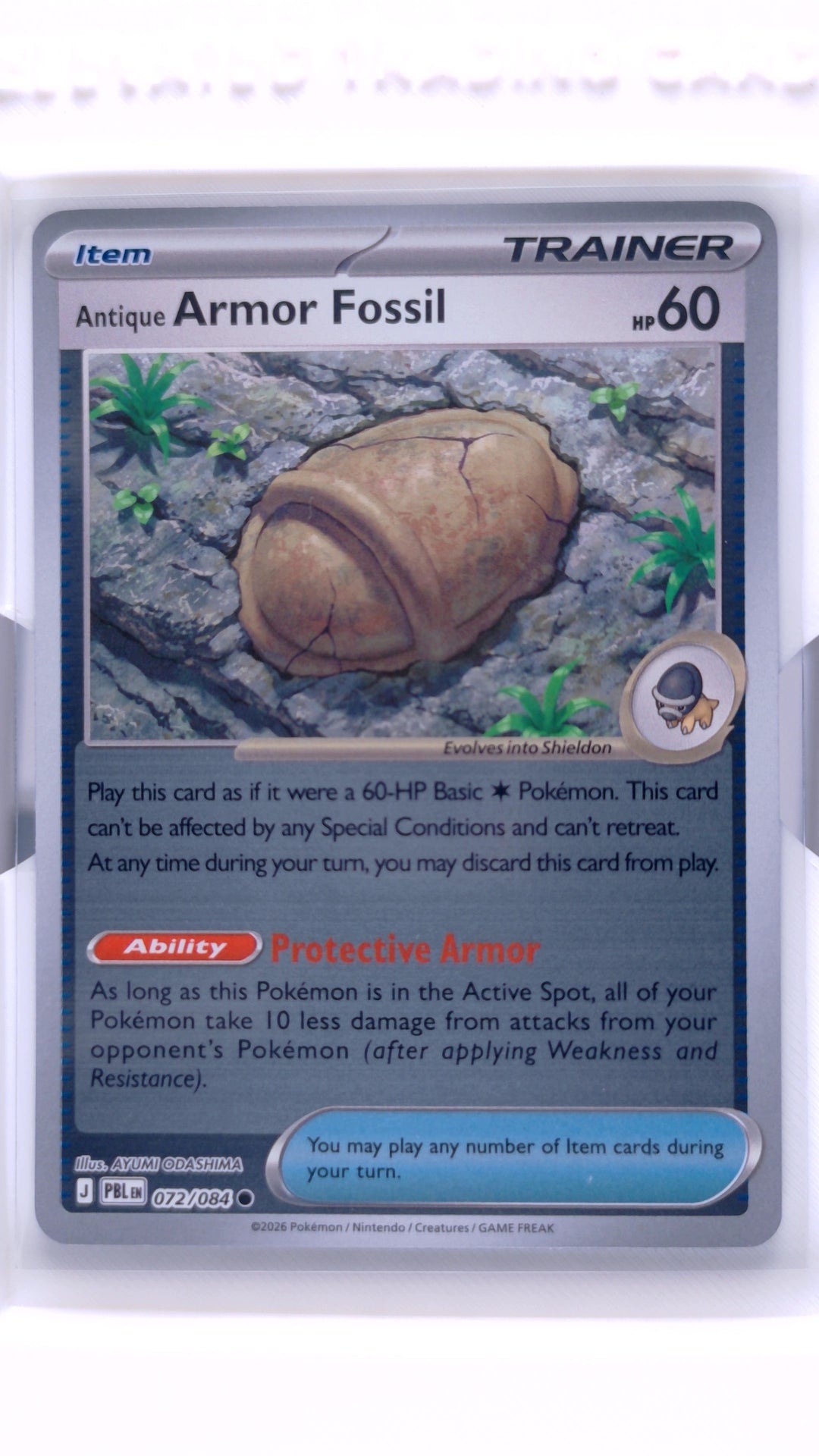 #72 Antique Armor Fossil Reverse Holo Common - front