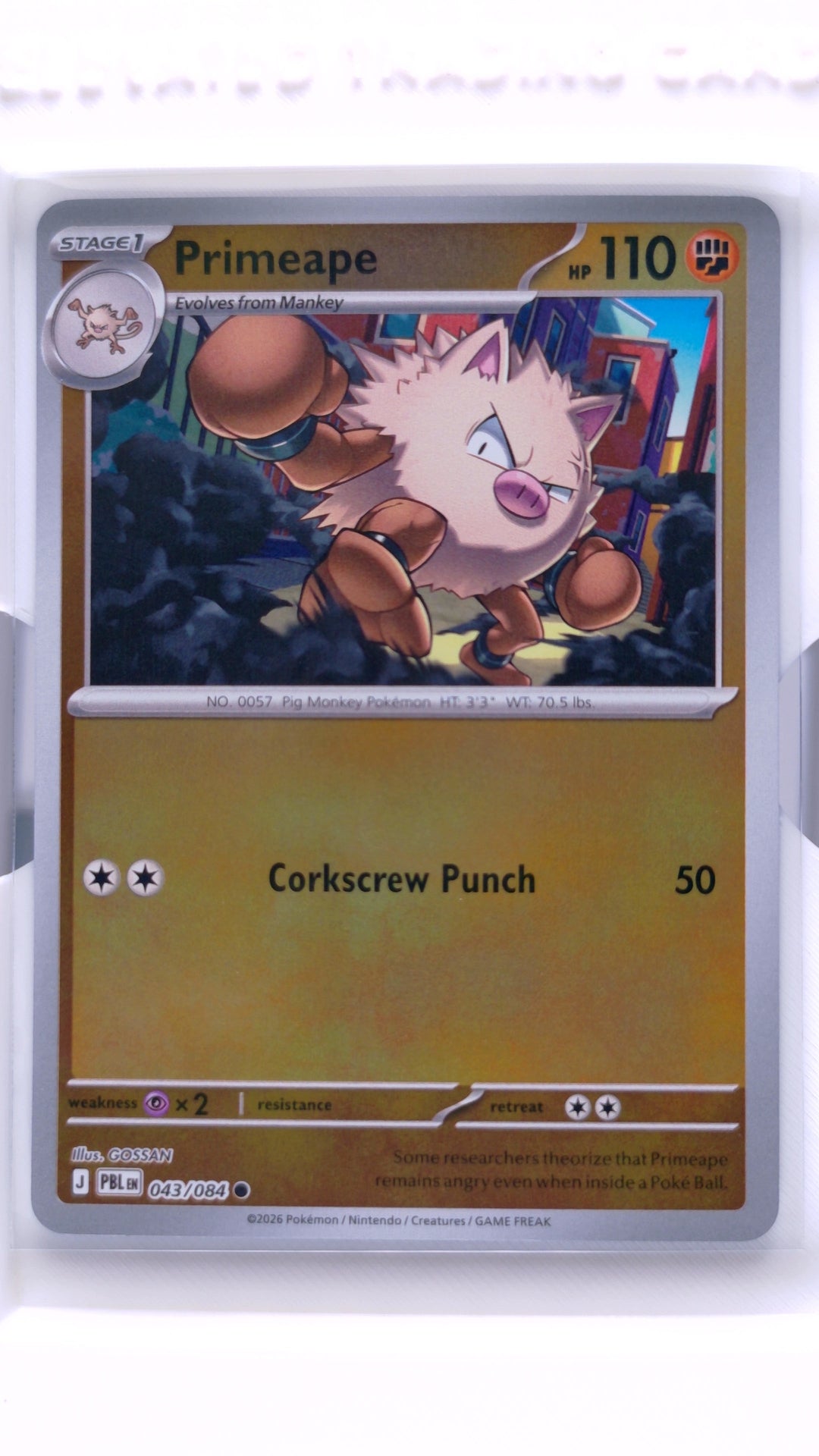 #43 Primeape Reverse Holo Common - front