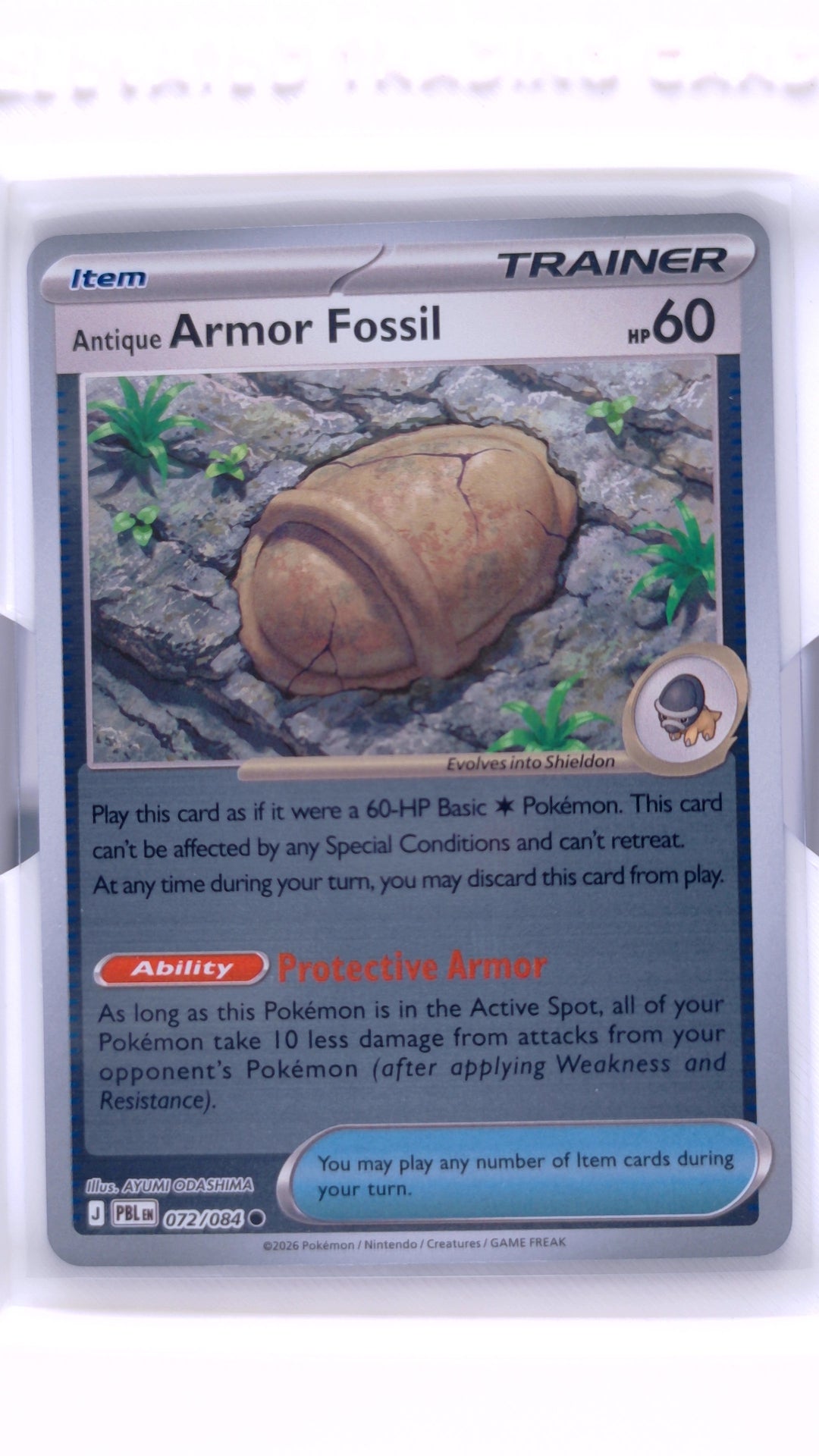 #72 Antique Armor Fossil Reverse Holo Common - front