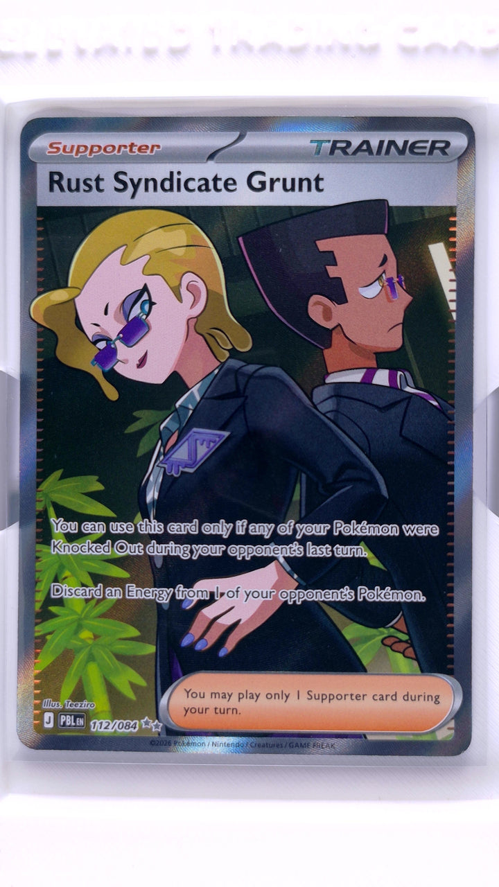 Pokémon TCG: Mega Evolution — Pitch Black Rust Syndicate Grunt #112/084 Ultra Rare — Front
