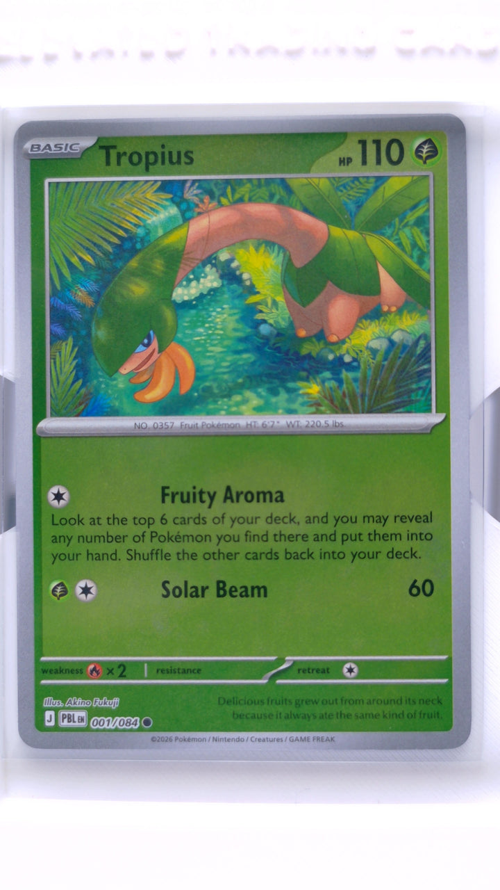 Pokémon TCG: Mega Evolution — Pitch Black Tropius #001/084 Common Reverse Holo — Front