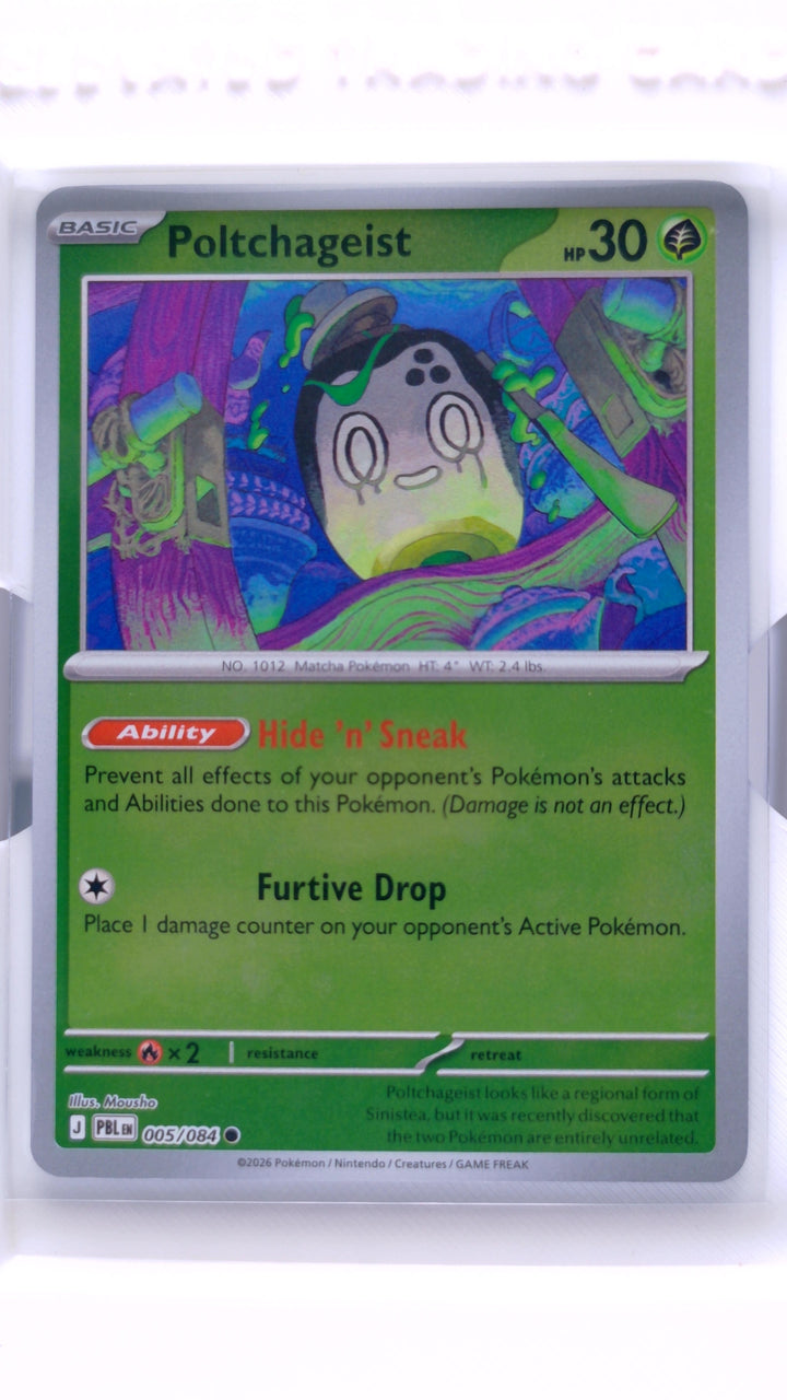 Pokémon TCG: Mega Evolution — Pitch Black Poltchageist #005/084 Common Reverse Holo — Front