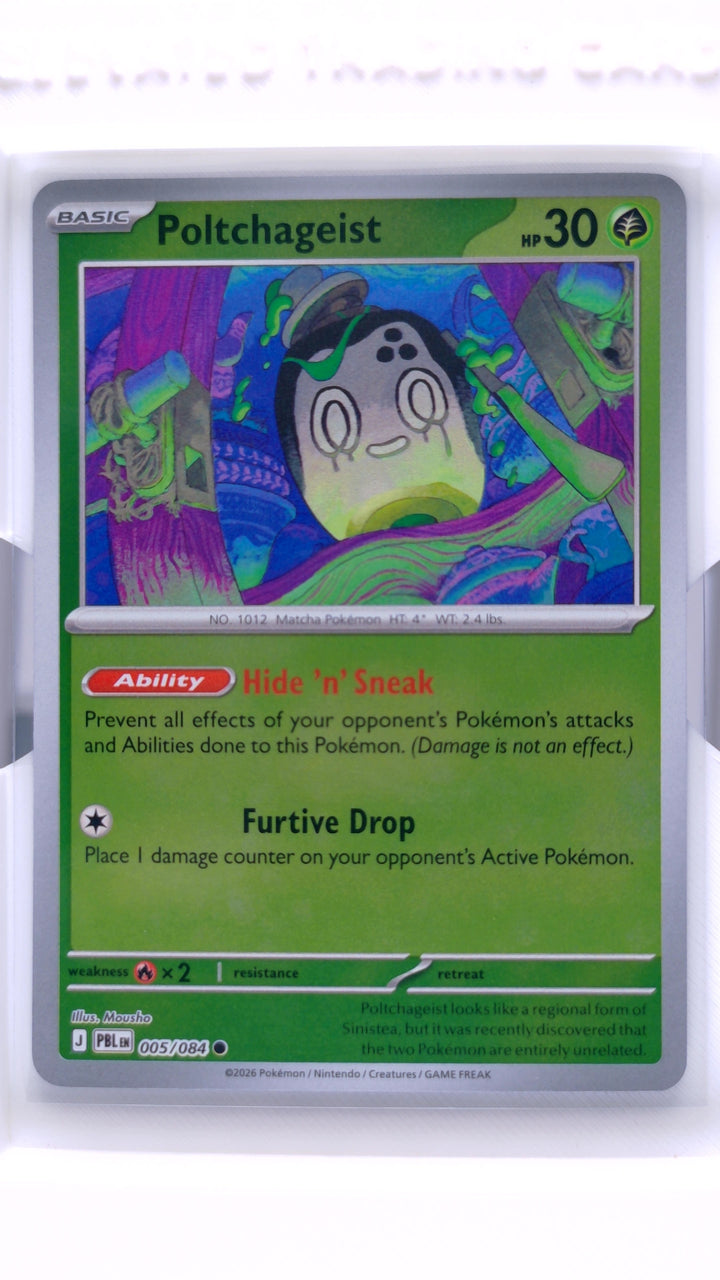 Pokémon TCG: Mega Evolution — Pitch Black Poltchageist #005/084 Common Reverse Holo — Front