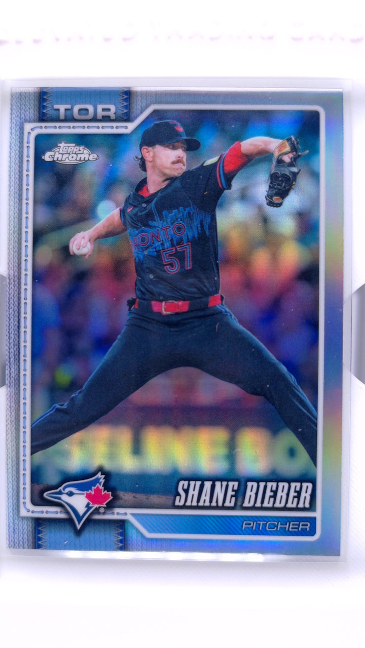 2026 Topps Chrome Baseball Shane Bieber #21 Refractor — Front