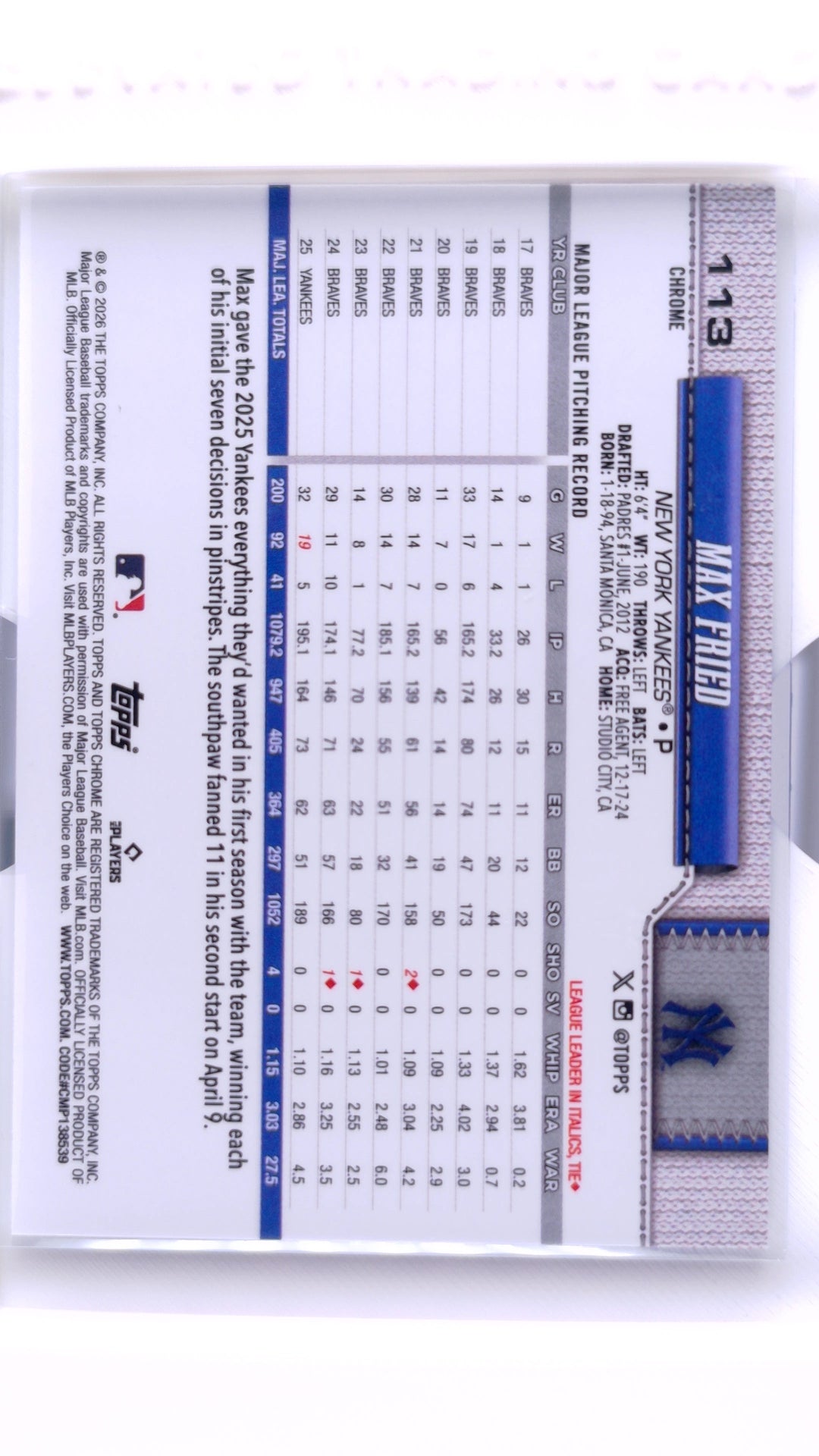 #113 Max Fried - back
