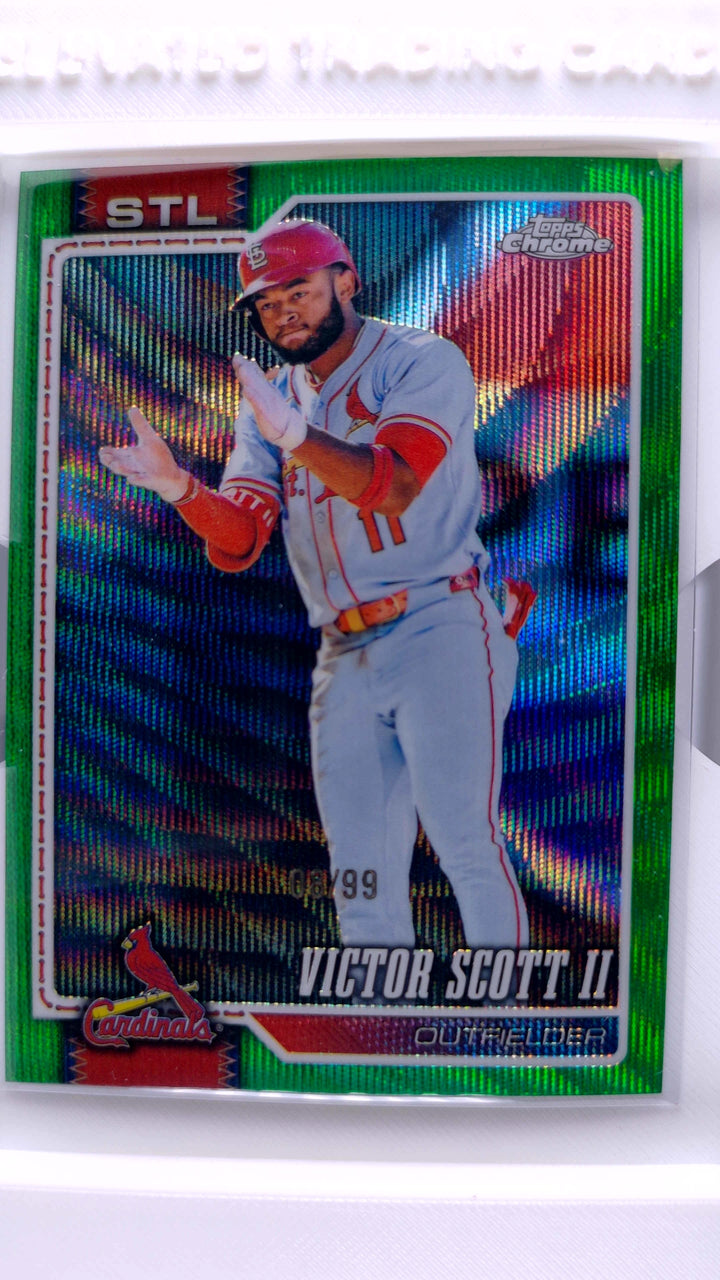 2026 Topps Chrome Baseball Victor Scott II #53 Green Wave Refractor #8/99 — Front