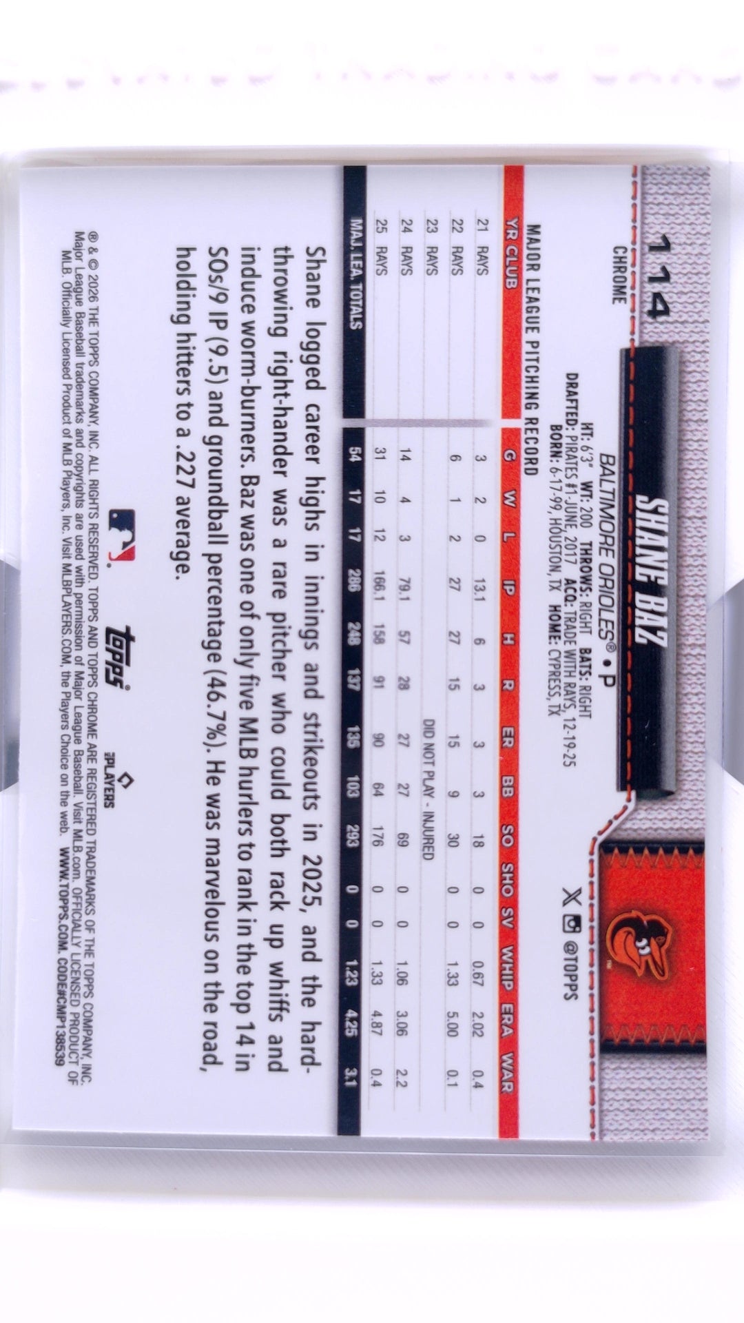 #114 Shane Baz - back