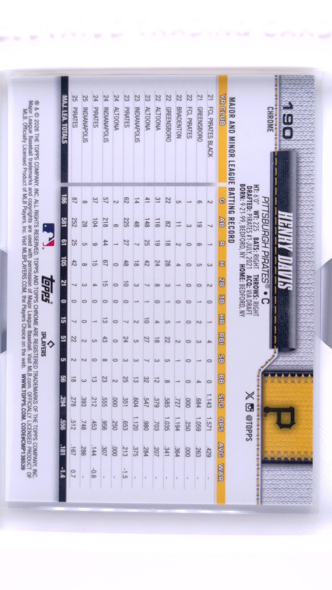 #190 Henry Davis - back
