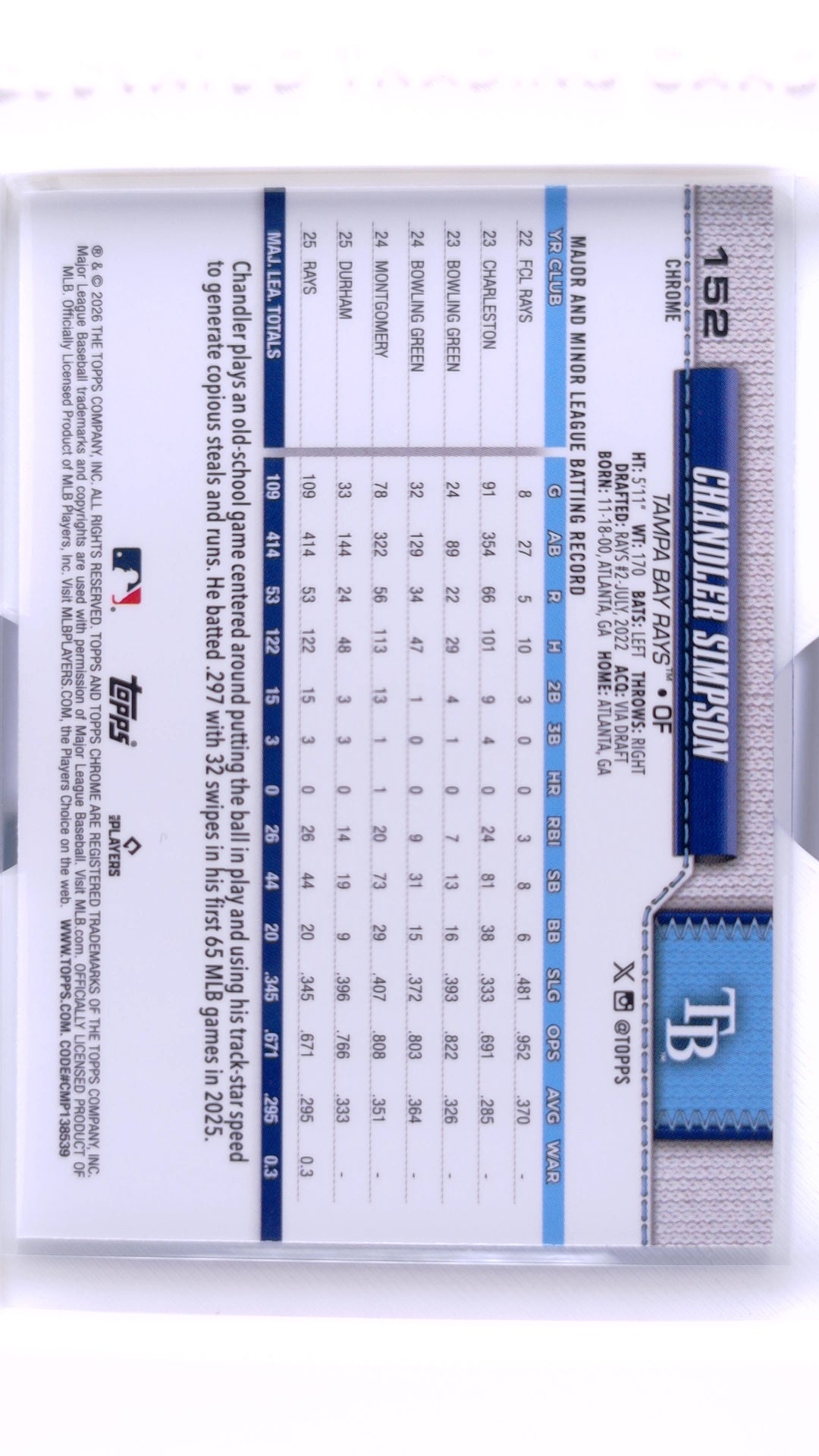 #152 Chandler Simpson - back
