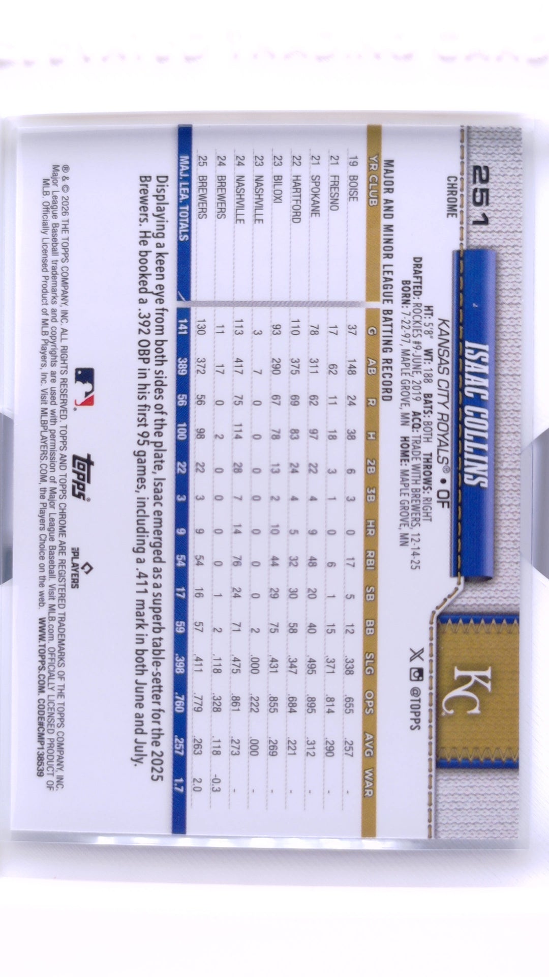 #251 Isaac Collins - back