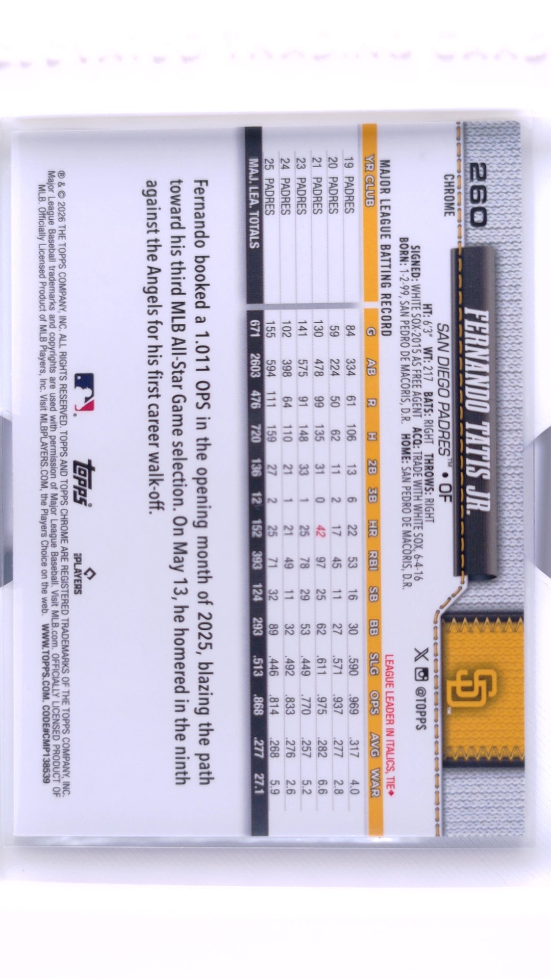 #260 Fernando Tatis Jr. - back