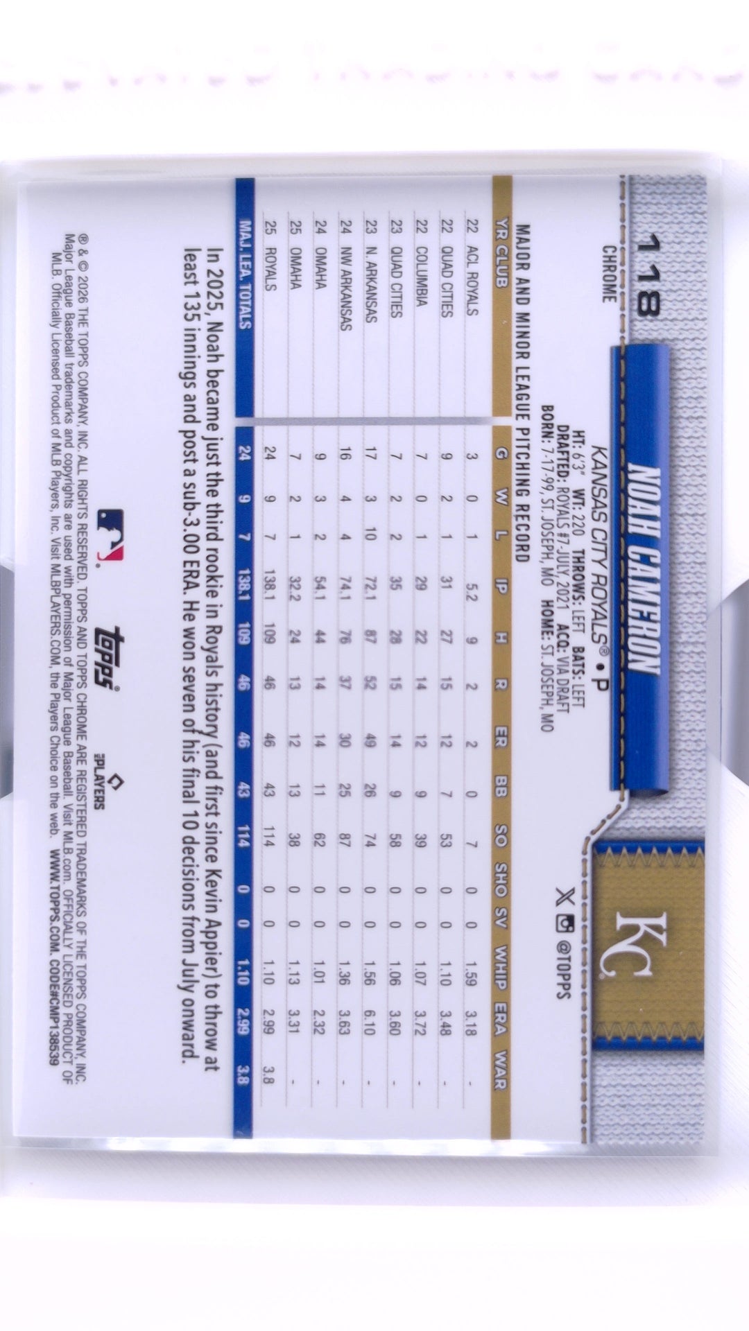 #118 Noah Cameron - back