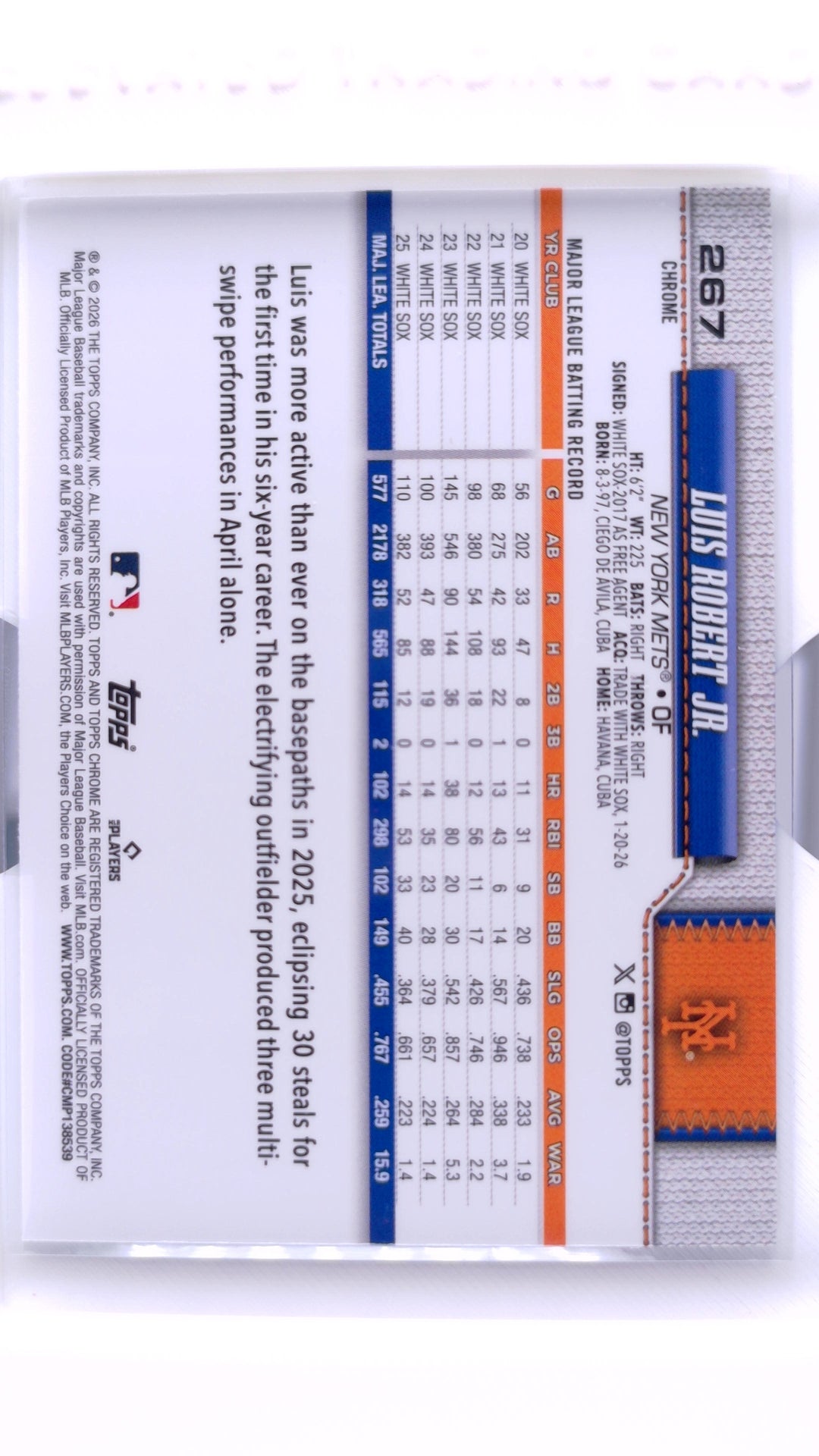 #267 Luis Robert Jr. - back