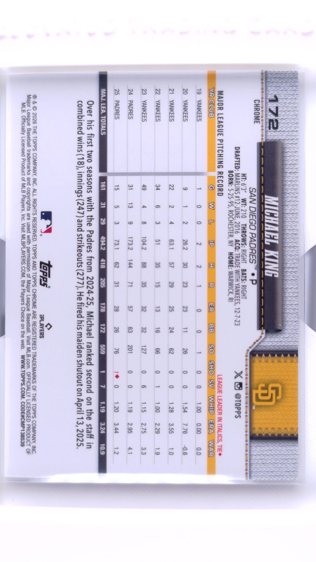 #172 Michael King - back