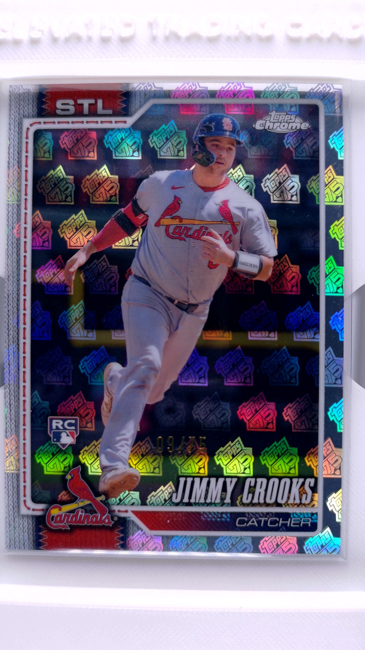 2026 Topps Chrome Baseball Jimmy Crooks #291 75th Anniversary Refractor #9/75 RC — Front