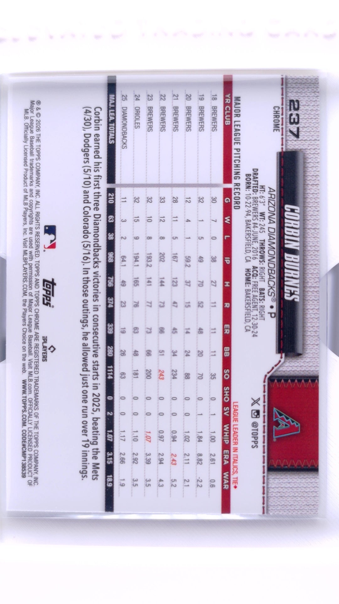 #237 Corbin Burnes - back
