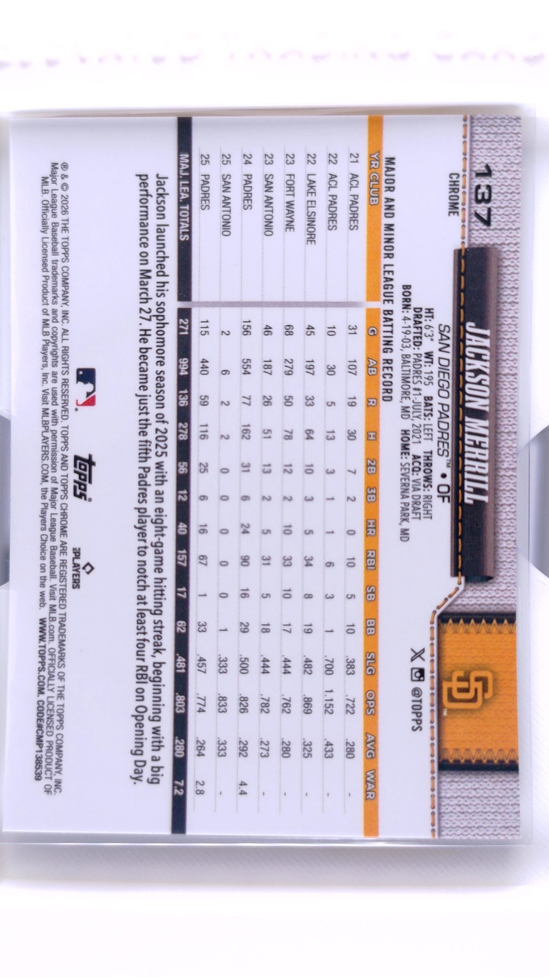 #137 Jackson Merrill - back