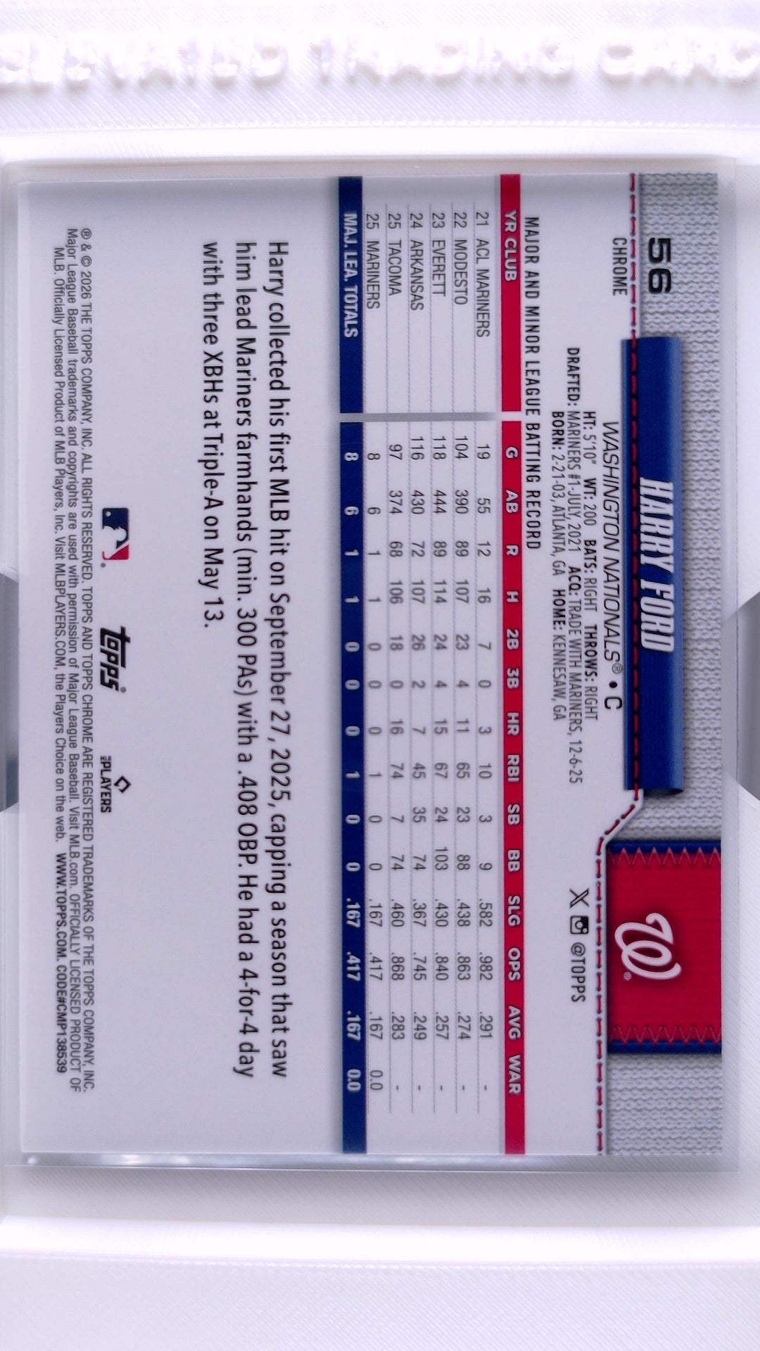 #56 Harry Ford Rookie - back