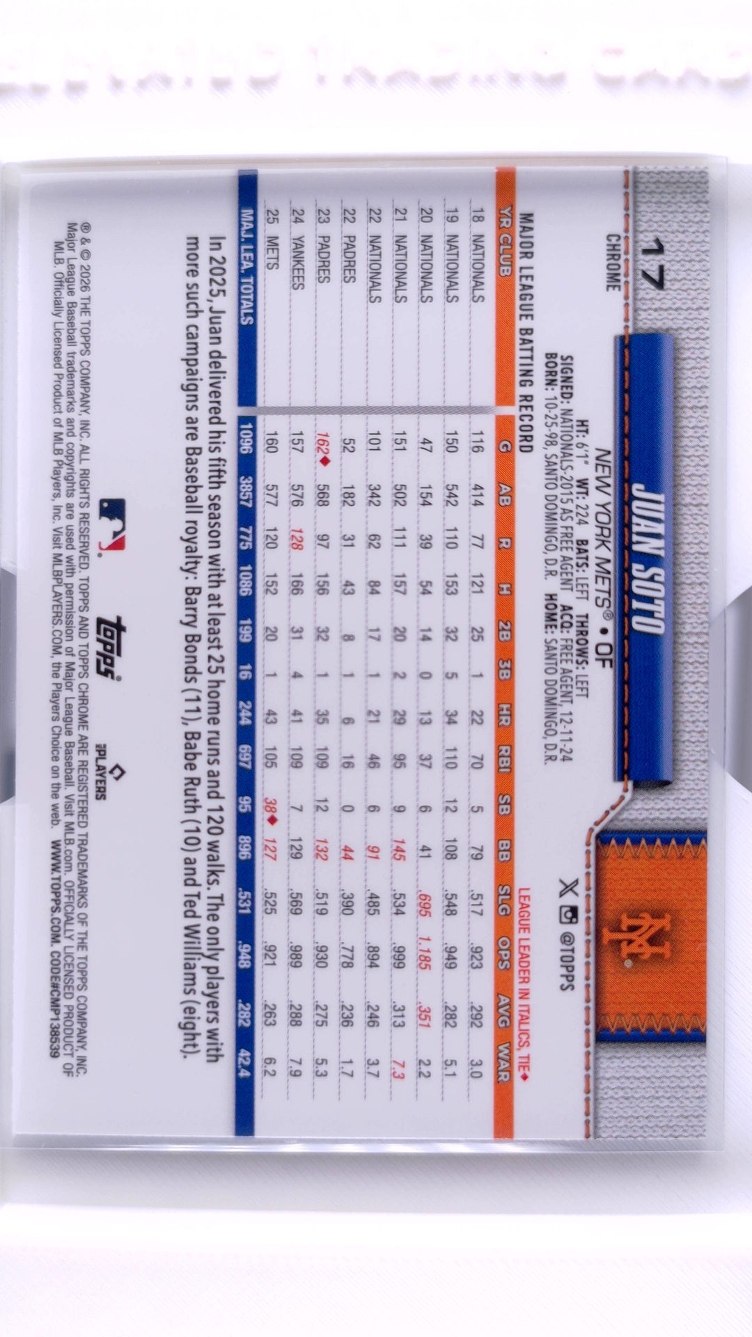 #17 Juan Soto - back