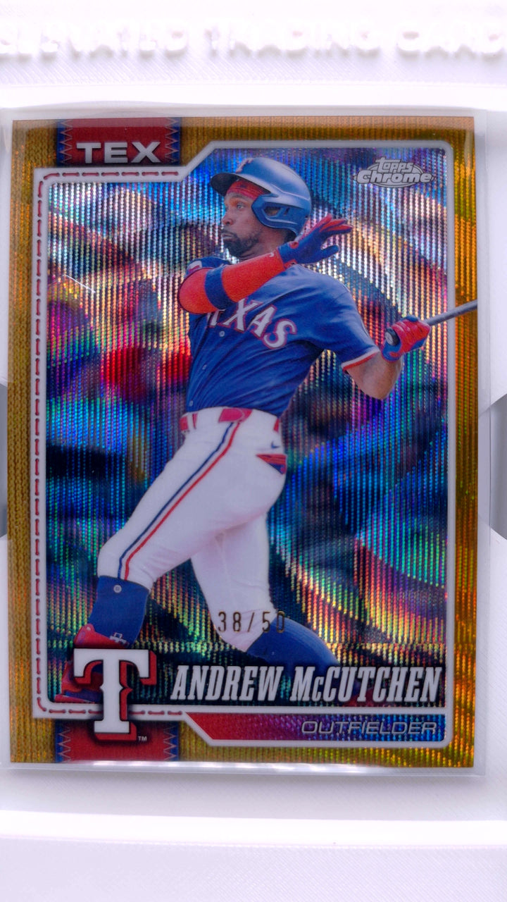 2026 Topps Chrome Baseball Andrew McCutchen #214 Gold Wave Refractor #38/50 — Front