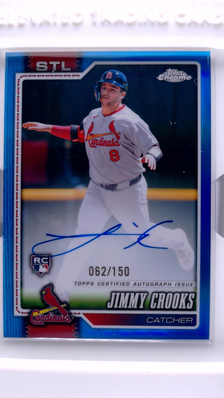2026 Topps Chrome Baseball Jimmy Crooks #RA-JCR Rookie Autographs Blue Refractor #62/150 Auto RC — Front