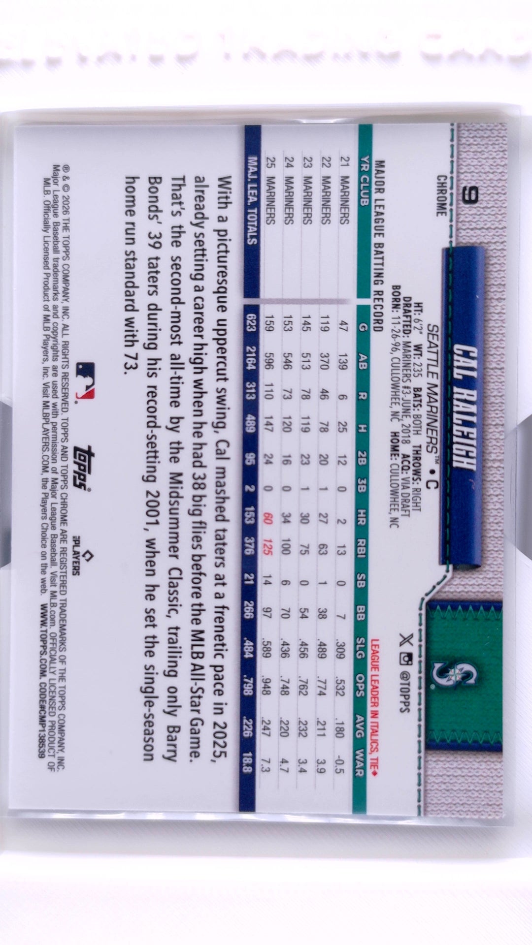 #9 Cal Raleigh - back
