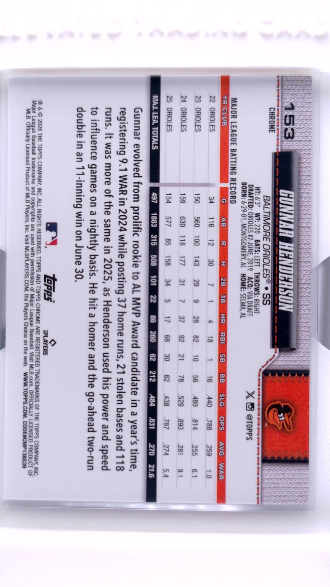 #153 Gunnar Henderson - back