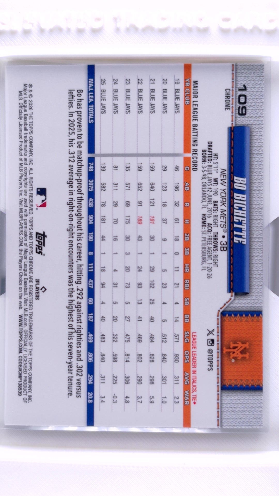 #109 Bo Bichette - back