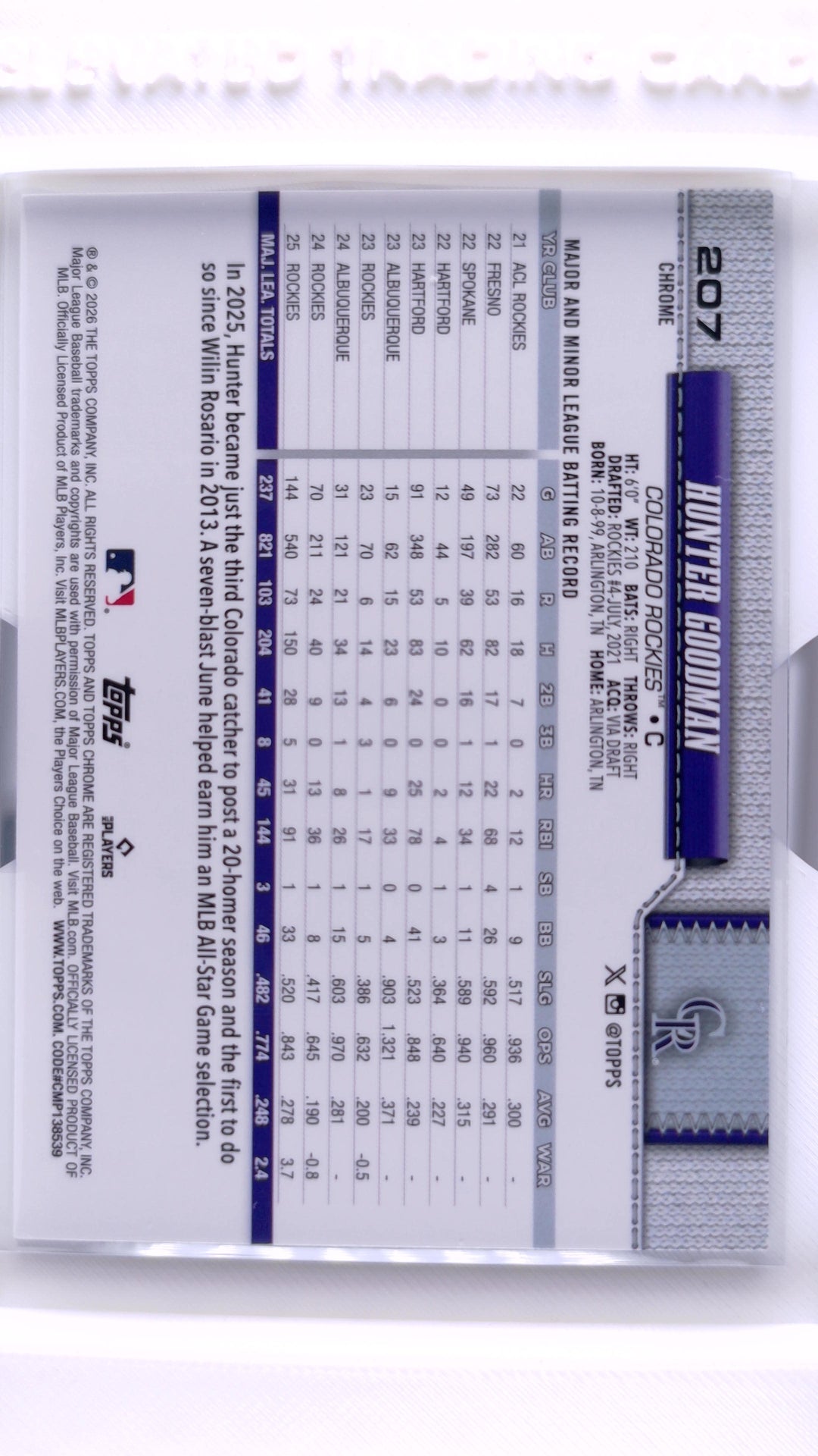 #207 Hunter Goodman - back