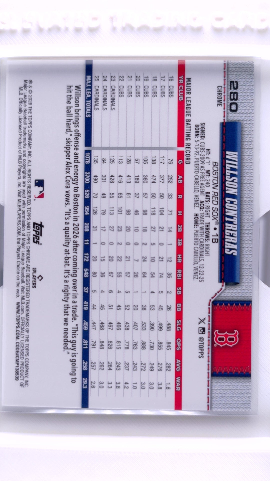 #280 Willson Contreras - back