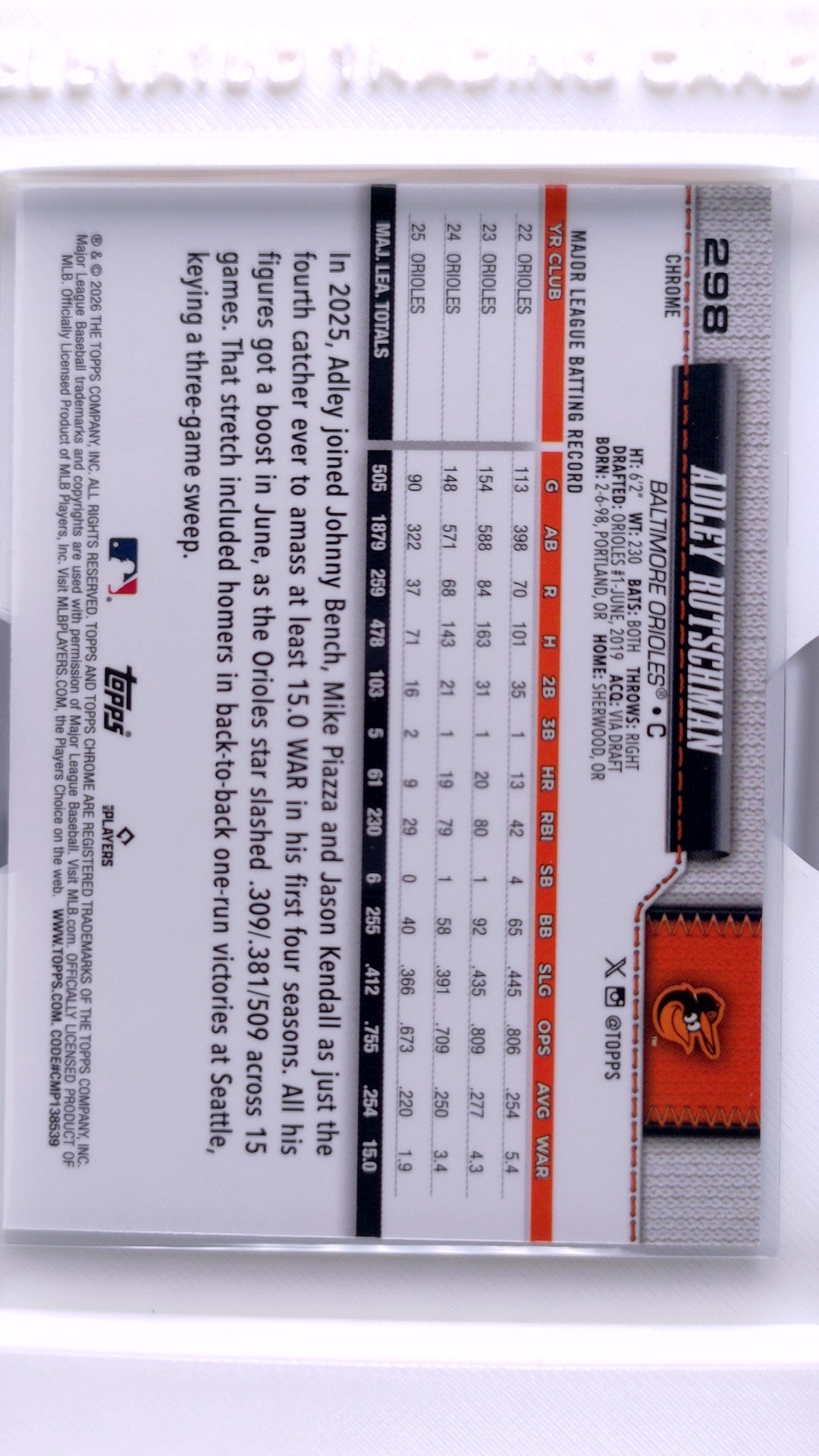 #298 Adley Rutschman - back