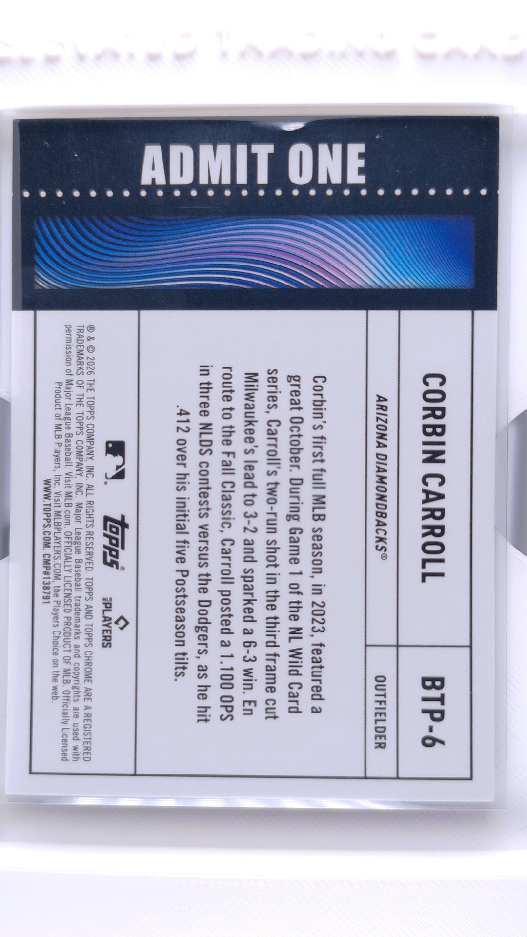 #BTP-6 Corbin Carroll Big Ticket Players - back
