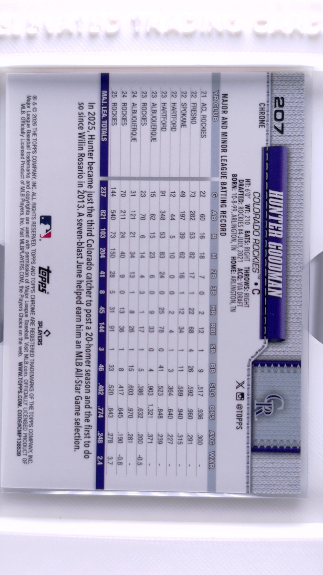 #207 Hunter Goodman - back