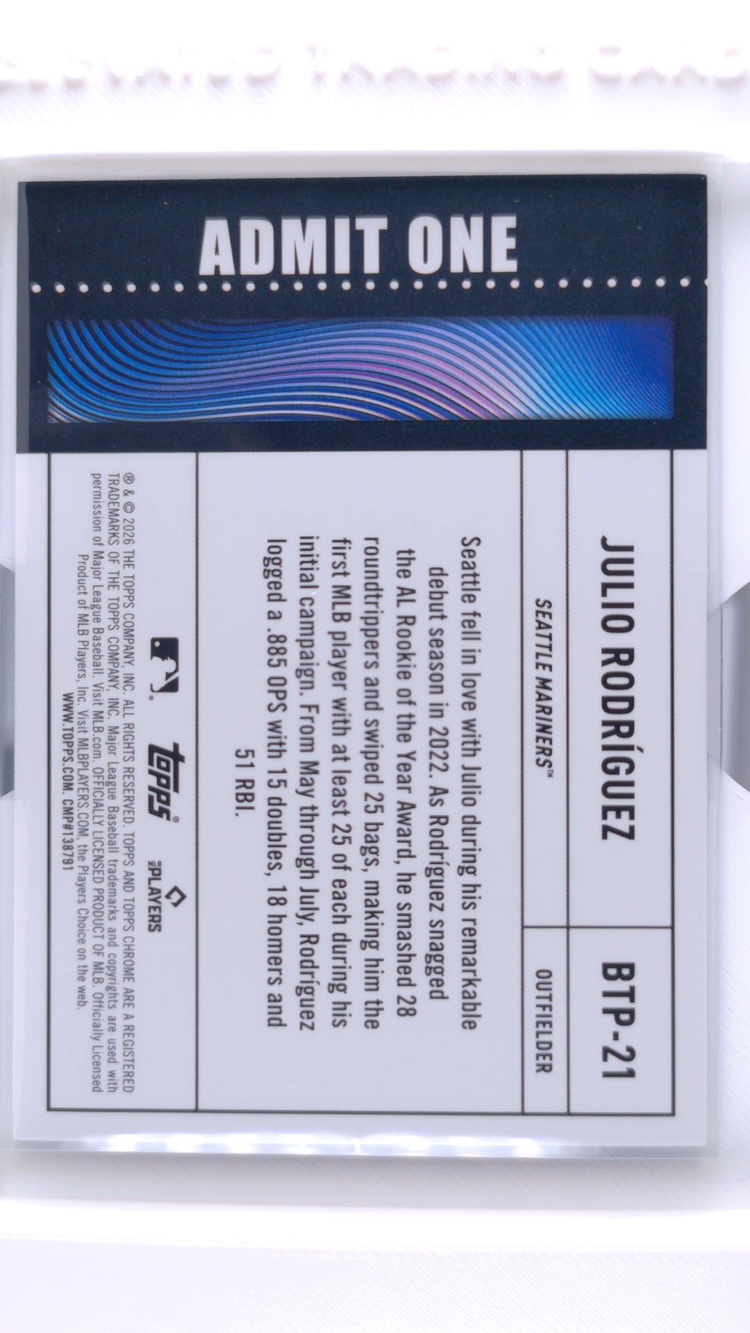 #BTP-21 Julio Rodríguez Big Ticket Players - back