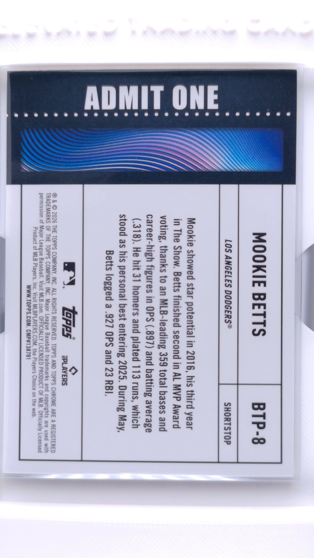 #BTP-8 Mookie Betts Big Ticket Players - back