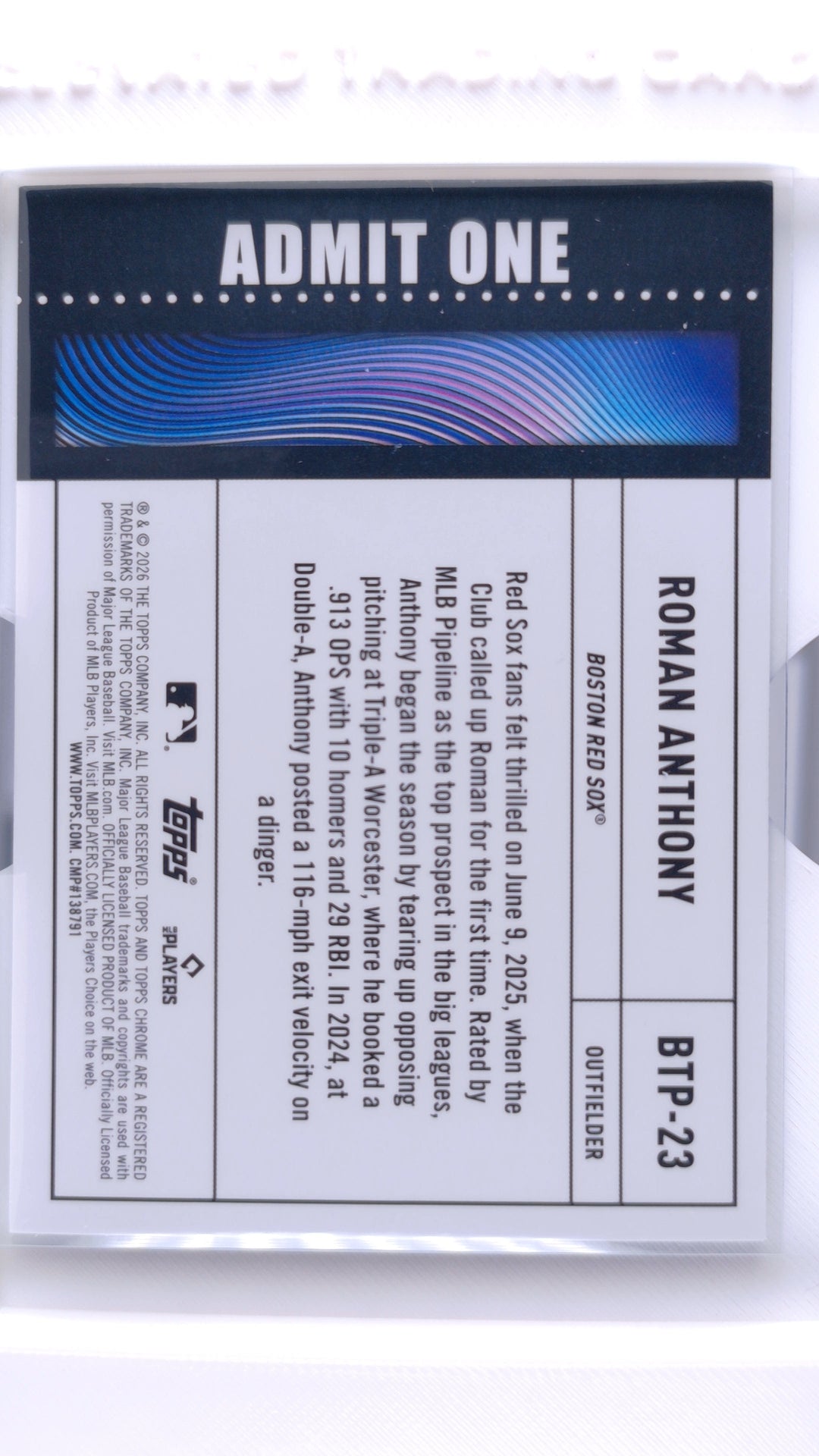 #BTP-23 Roman Anthony Rookie Big Ticket Players - back