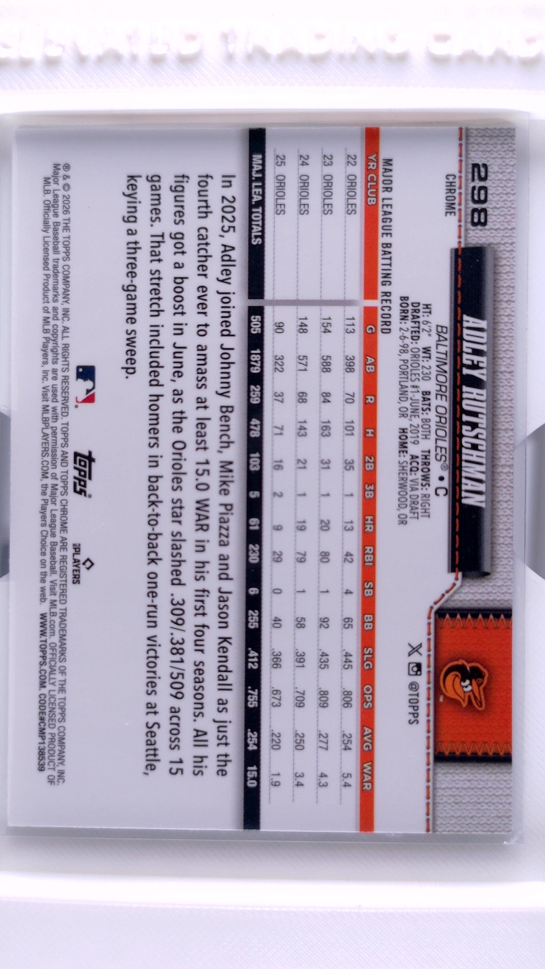 #298 Adley Rutschman - back