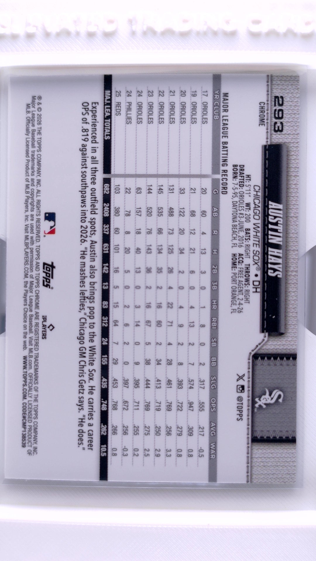 #293 Austin Hays - back