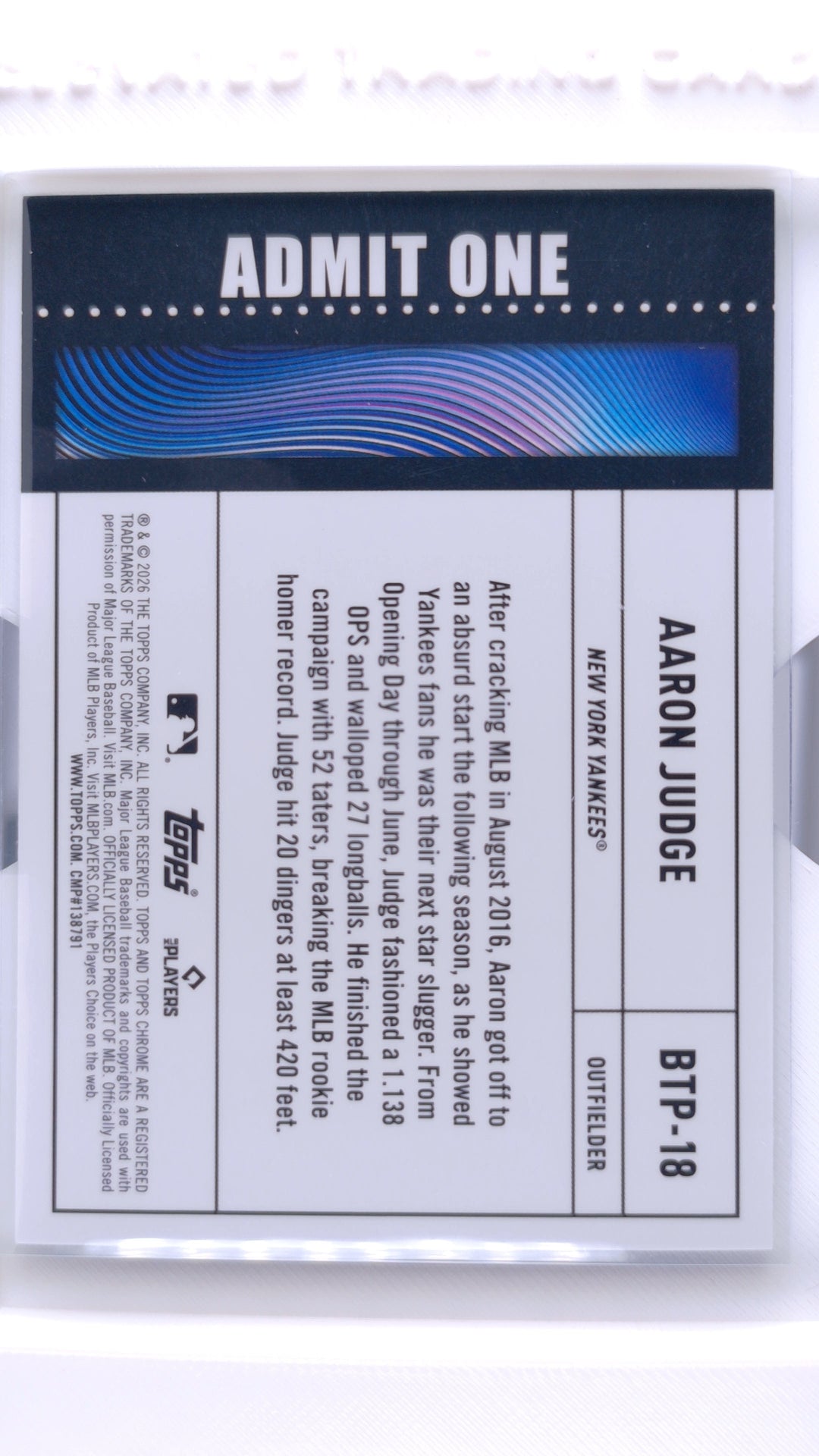 #BTP-18 Aaron Judge Big Ticket Players - back